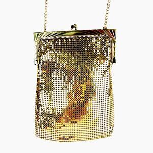 Whiting & Davis 1920's Vintage, Gold Mesh, Flapper, Shoulder Bag
